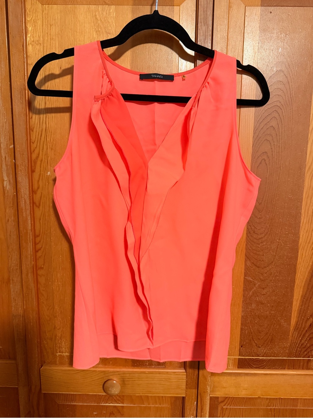 Tahari Coral Sleeveless Ruffle V-Neck Camisole